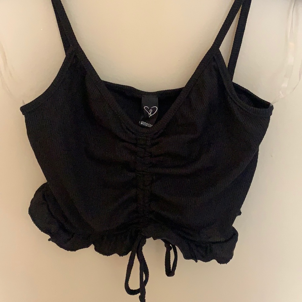 Cute black crop top with tie size Medium